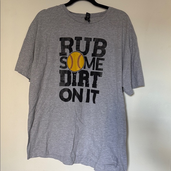 Gildan Other - Gildan Gray T-Shirt with Yellow Softball Graphic